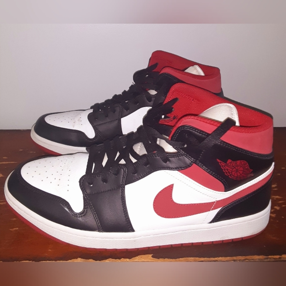 Jordan 1 Mid Gym Red Black White Men 13